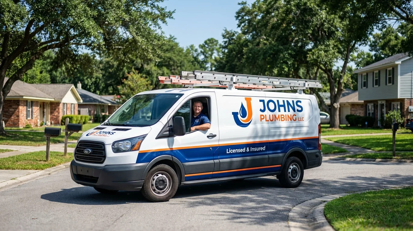 Johns Plumbing LLC service van in Shandon, CA