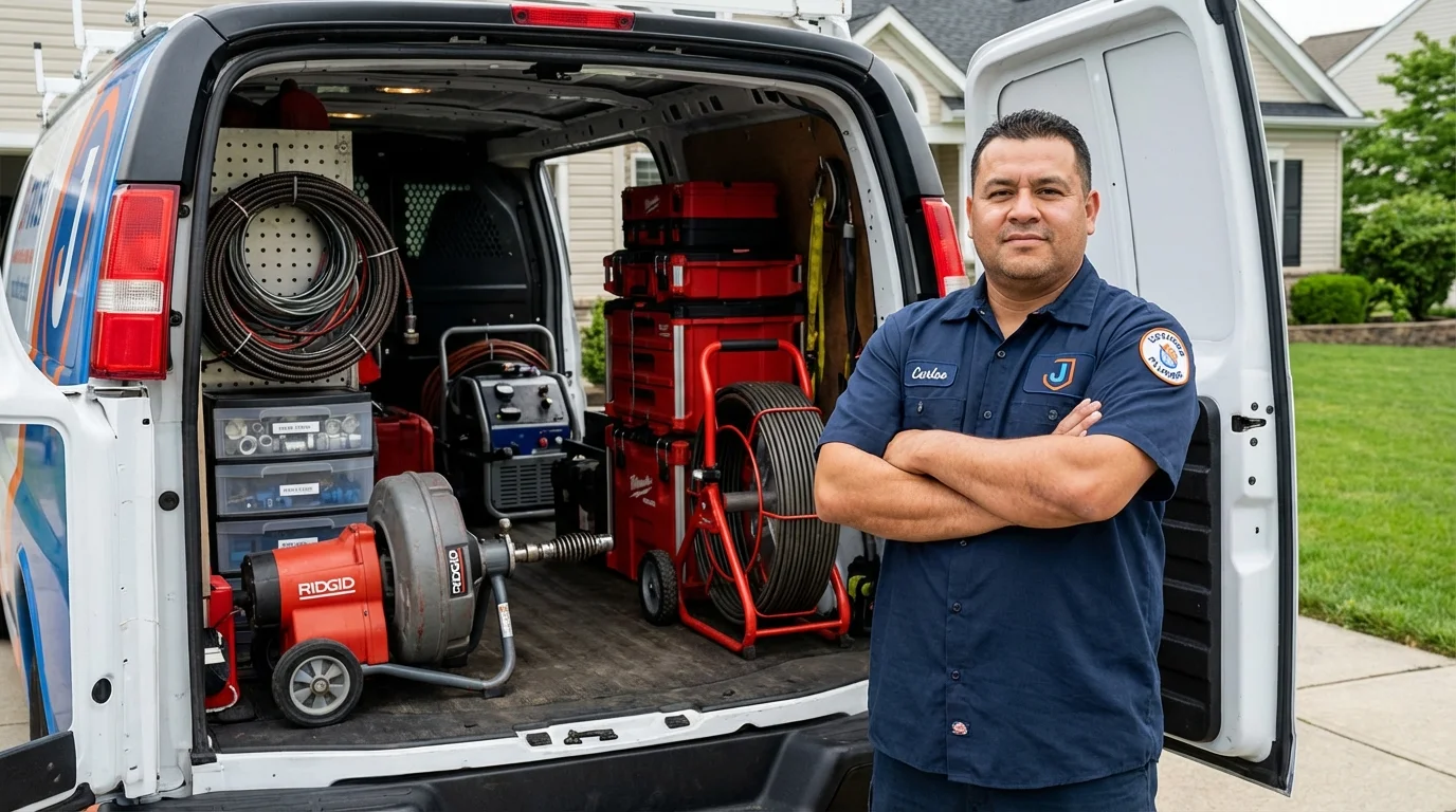 Professional drain cleaning equipment and Johns Plumbing LLC plumber in Shandon