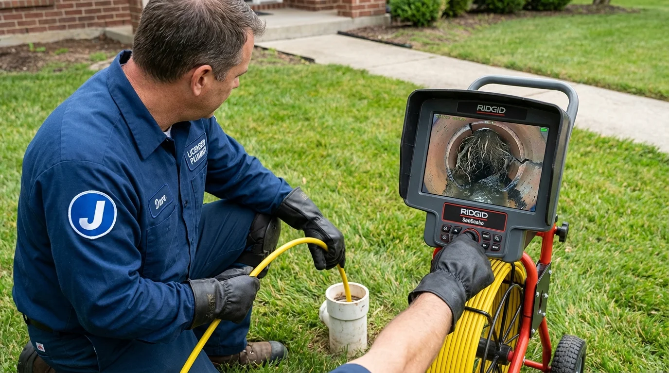 Sewer camera inspection being performed by Johns Plumbing LLC in Shandon